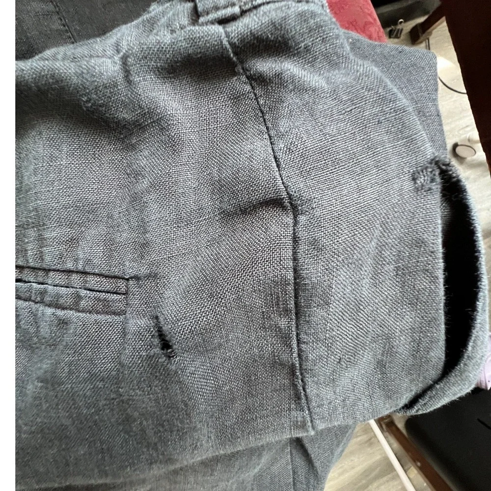Vintage Chanel Boutique Pleated Charcoal Linen Trousers Size S